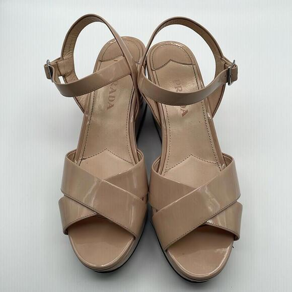 Prada - Platform WEdge Sandal - Cream Neutral - Size 41 or 8 - Picture 2 of 15